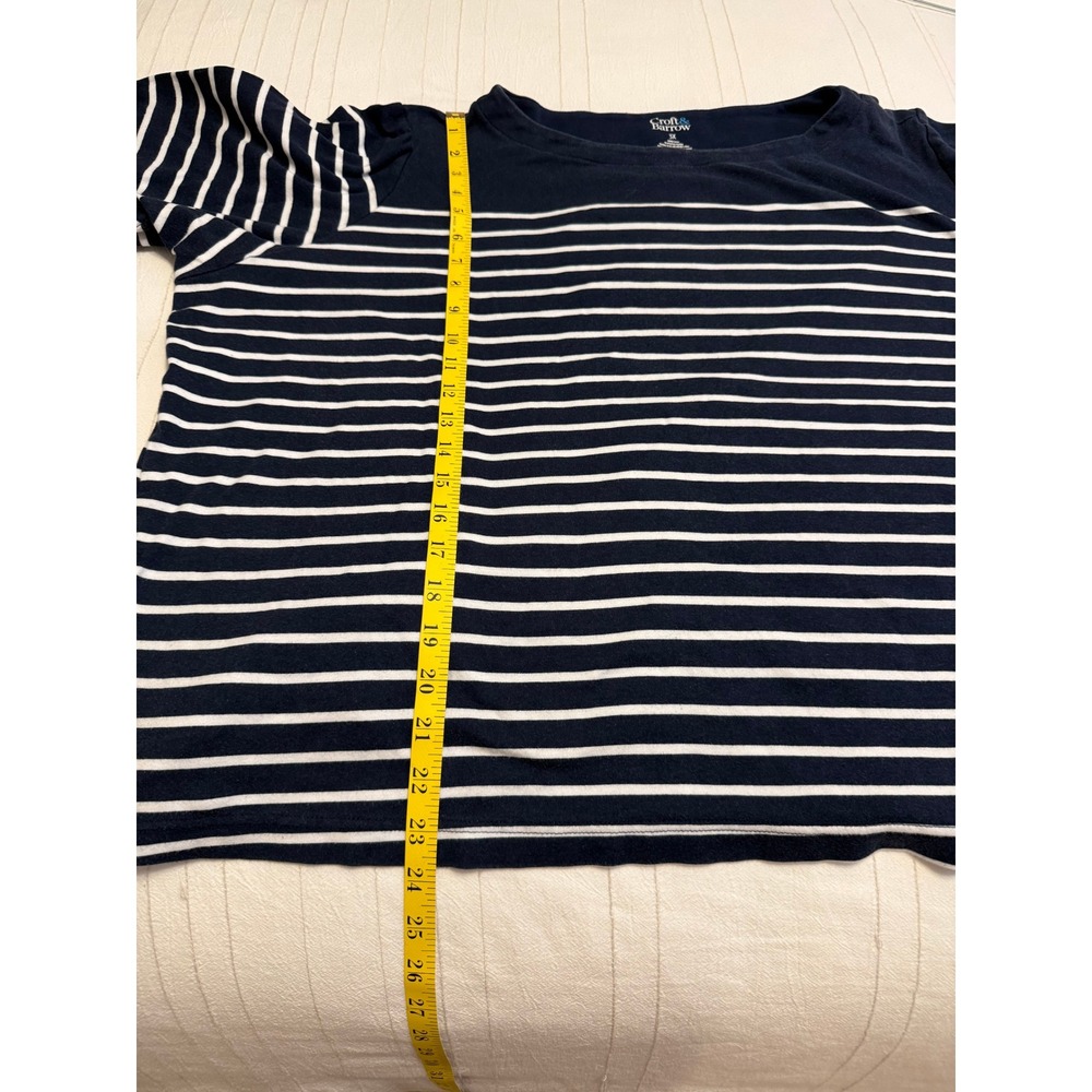 Croft & Barrow Womens 3X Navy Blue White Striped Boat Neck 3/4 Sleeve Cotton Top - Picture 5 of 6